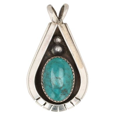 Antoinette Martinez Navajo Sterling Turquoise Pendant