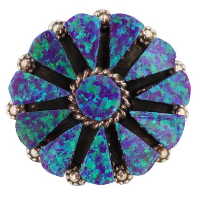 Delbert & Melinda Chavez Zuni Sterling Opal Ring Sz 6.75