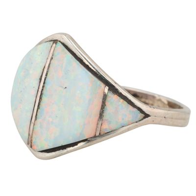 Andrew Enrico Navajo Sterling Opal Inlay Ring Sz 6.5