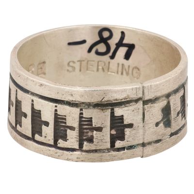 Rick Enriquez Navajo Sterling Stamped Ring Sz 11