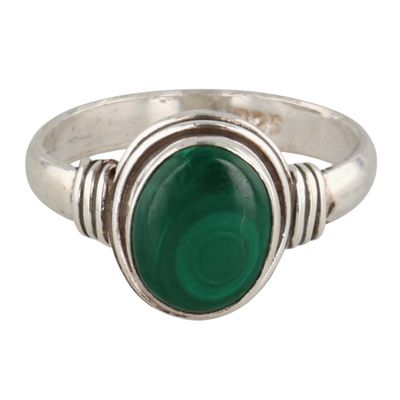 Southwest Sterling Malachite Ring Sz 8