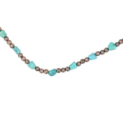 Southwest Sterling Turquoise Chunk Bead Necklace