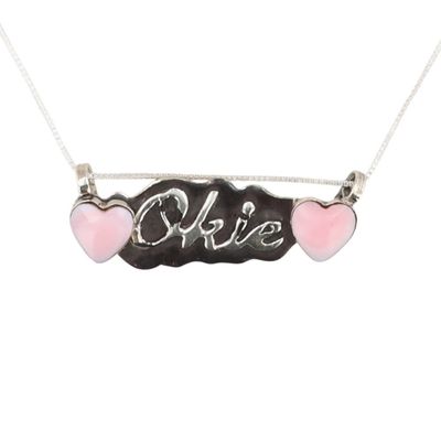 Myra Benally Navajo Sterling Pink Conch Okie Necklace