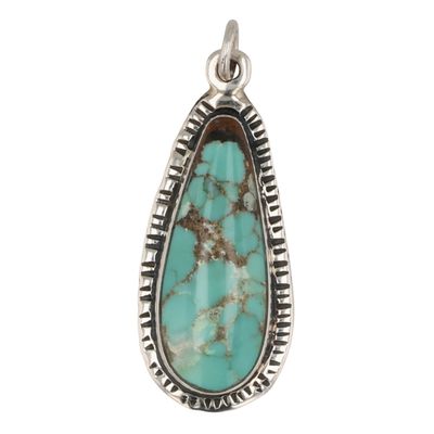 Signed Navajo Sterling Turquoise Pendant