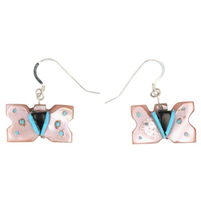 Danny Lonjose Zuni Sterling Multi-Stone Inlay Butterfly Earrings