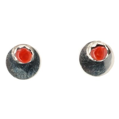 Gilbert Weebothee Zuni Sterling Coral Earrings