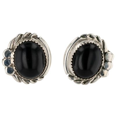 Delores Cadman Navajo Sterling Onyx Earrings