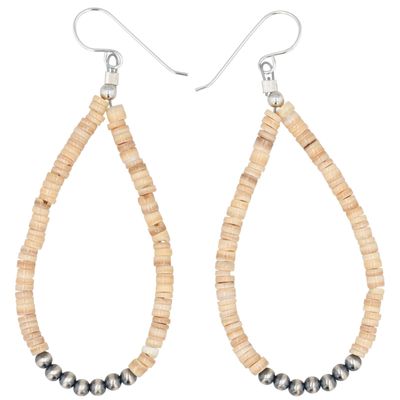 Southwest Sterling Shell and Oxidized Bead Earrings