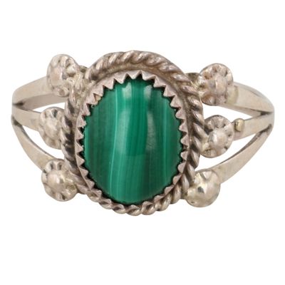 Navajo Sterling Malachite Ring Sz 8