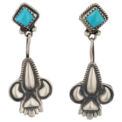 Verley Betone Navajo Sterling Kingman Turquoise Earrings