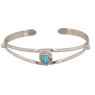 Navajo Sterling Turquoise Baby Cuff Bracelet