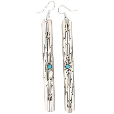Florence Tahe Navajo Sterling Kingman Turquoise Earrings