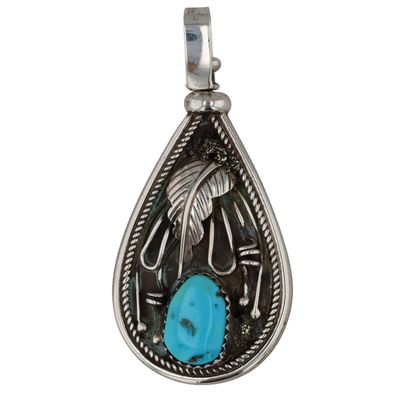 Navajo Sterling Turquoise Reversible Pendant