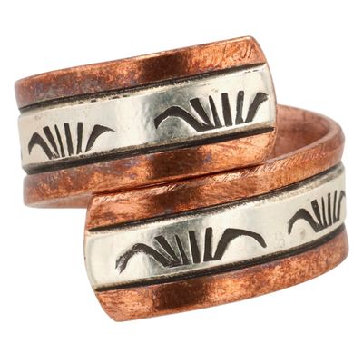 Wylie Secatero Navajo Sterling Copper Stamped Adjustable Ring