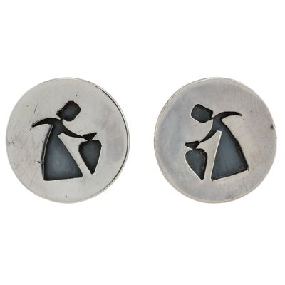 Signed Taxco Sterling Figural Cufflinks