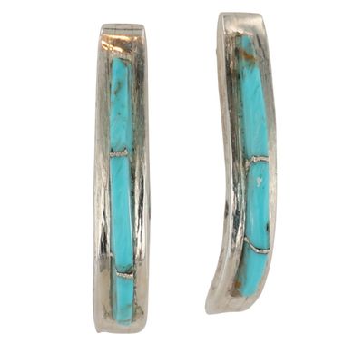 Kent Lonjose Zuni Sterling Turquoise Inlay Earrings