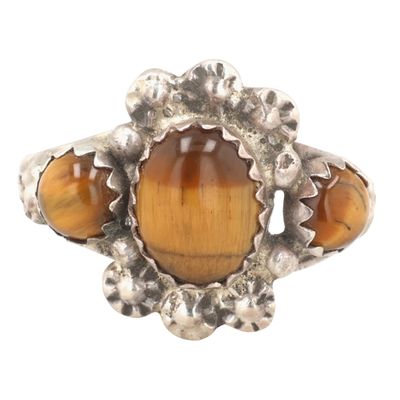 Navajo Sterling Tiger's Eye Ring Sz 7.5