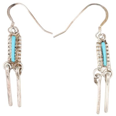 Navajo Sterling Turquoise Dangle Earrings