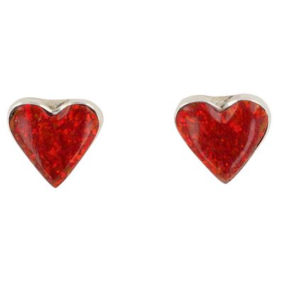 Arlinda Lalio Zuni Sterling Opal Heart Earrings