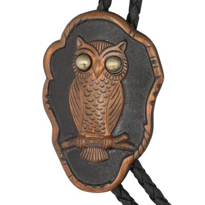 Vintage Bell Trading Post Copper Owl Bolo Tie