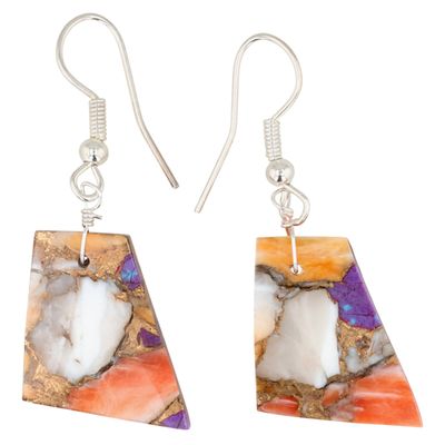 Southwest Sterling Dahlia Slab Earrings