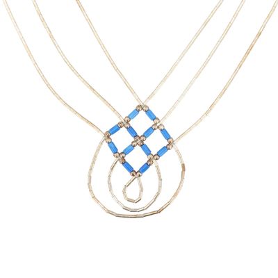 Southwest Sterling Liquid Silver Multi-Strand Sodalite Bead Necklace