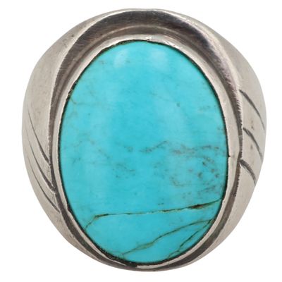 Arnold Maloney Navajo Sterling Turquoise Ring Sz 8