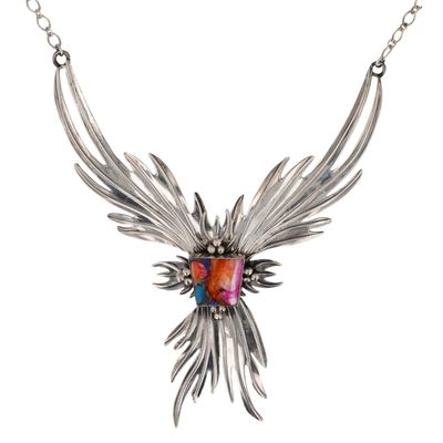 Charles Johnson Navajo Sterling Dahlia Phoenix Necklace