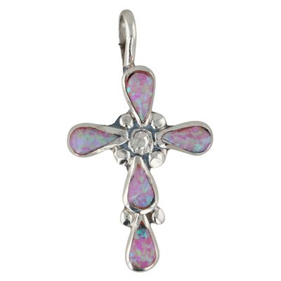 Bryce Vacit Zuni Sterling Opal Cross Pendant