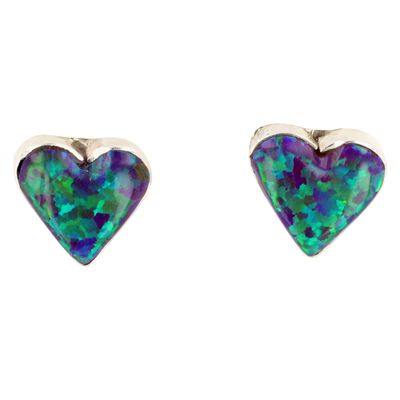 Arlinda Lalio Zuni Sterling Opal Heart Earrings