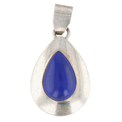 Signed Navajo Sterling Lapis Lazuli Pendant