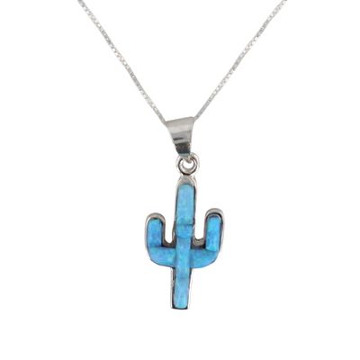 Allen Lee Navajo Sterling Opal Cactus Necklace