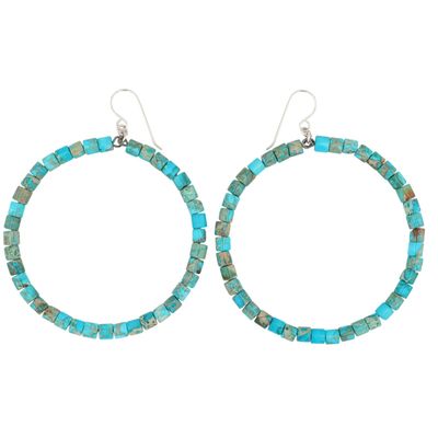 Southwest Sterling Kingman Turquoise Bead Earrings