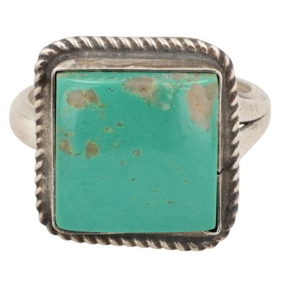 Donovan Nez Navajo Sterling Kingman Turquoise Adjustable Ring