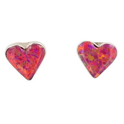 Arlinda Lalio Zuni Sterling Opal Heart Earrings