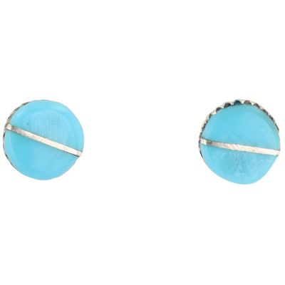 Rowena Laweka Zuni Sterling Turquoise Inlay Earrings