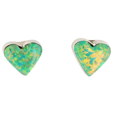 Arlinda Lalio Zuni Sterling Opal Heart Earrings