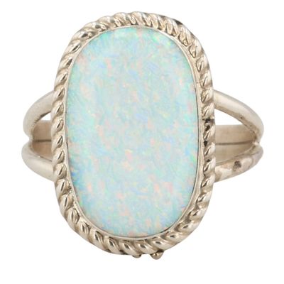 Victor Thompson Navajo Sterling Opal Ring Sz 8.5