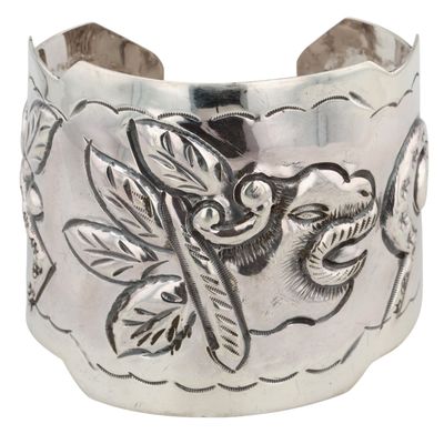 Mexico Sterling Repousse Cuff Bracelet