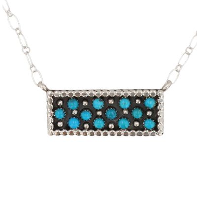 Kenny Lonjose Navajo Sterling Kingman Turquoise Bar Necklace