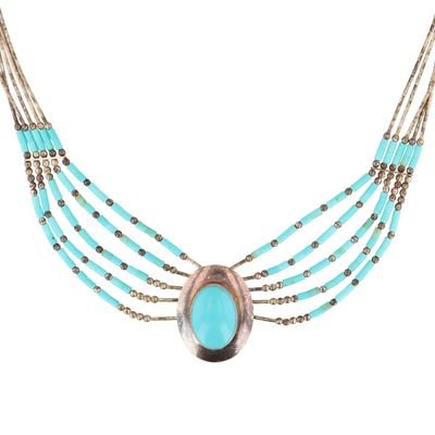 Southwest Sterling Multi-Strand Turquoise Necklace