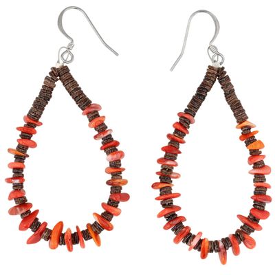 Southwest Sterling Spiny Oyster Heishi Earrings