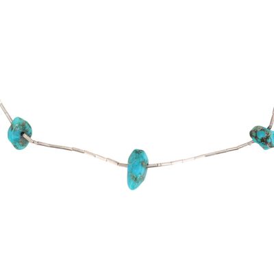 Southwest Sterling Liquid Silver Turquoise Chunk Necklace