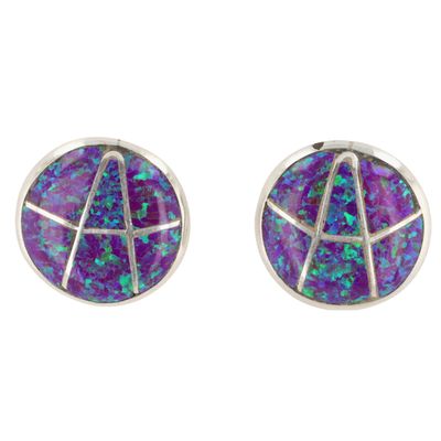 Karen Lalio Zuni Sterling Opal Inlay Earrings