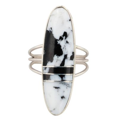 Harold Smith Navajo Sterling White Buffalo Ring Sz 6.75