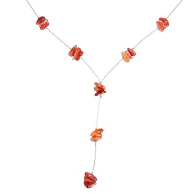 Southwest Sterling Liquid Silver Spiny Oyster Lariat Necklace