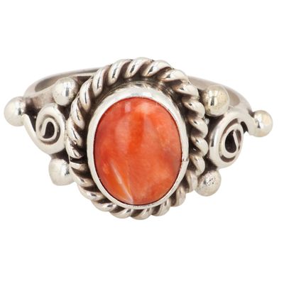 Navajo Sterling Spiny Oyster Ring Sz 7.5