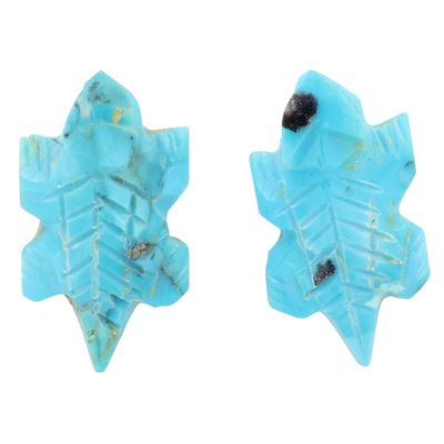 Chris McCabe Navajo Sterling Turquoise Carved Lizard Earrings