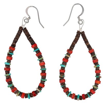 Southwest Sterling Multi-Stone Heishi Earrings