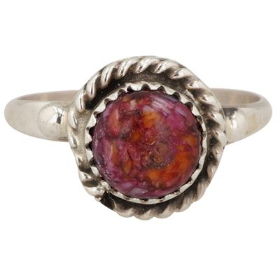 Signed Navajo Sterling Spiny Oyster Ring Sz 7.25